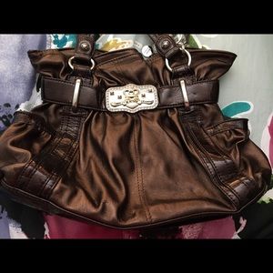 Kathy Van Zeeland bag, bronze with key charms